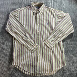 Ralph Lauren Mens Classic Fit Striped Button Down Shirt Long Sleeve Size M